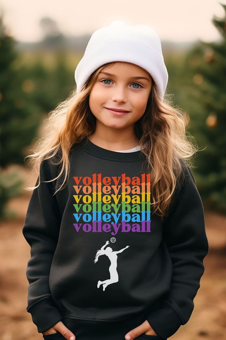 Youth Girl Volleyball Sweatshirt Team Volleyball Colorful Top Volleyball Action Serve Sweatshirt