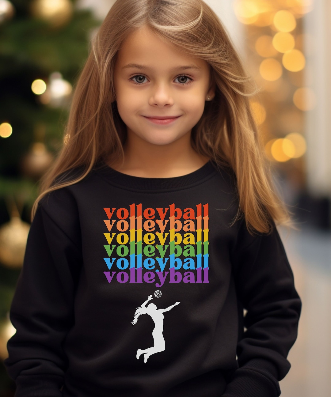 Youth Girl Volleyball Sweatshirt Team Volleyball Colorful Top