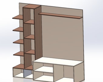 Modern Bookshelf with TV Unit CNC Design - Handcrafted Furniture for Stylish Homes