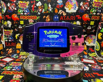 Modded Gameboy Advance with IPS Screen Upgrade and UV Printed Retro Six Shell