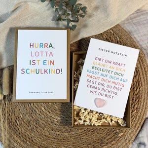 Mutstein Einschulung Geschenk Schulkind Karte Schule Mut machen Stein Glückwunsch Schulkind Glücksbringer Patenkind Mutmacher Geschenkbox