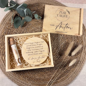 Taufgeschenk personalisiert Holzbox mit Name Taufspruch Anhänger Taufe Geld Geschenk zur Taufe Mädchen Junge Geschenk Paten Taufkind