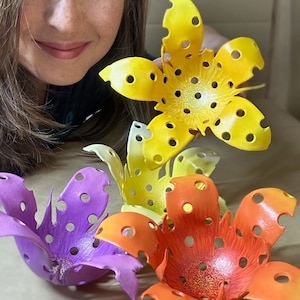 Flower Bowl (5 petals) - Handmade Recycled Pickleball Art (free-standing)