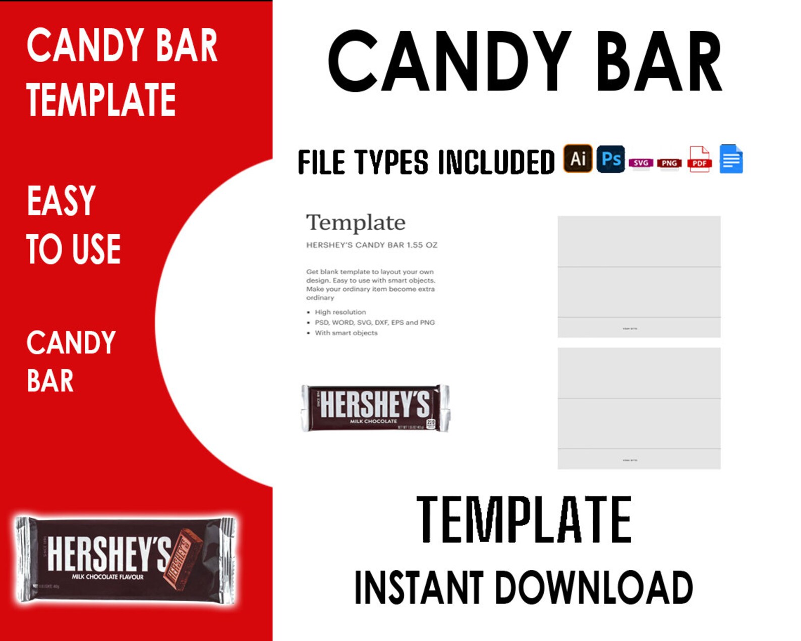 Chocolate Bar Wrapper Template Hershey Bar Wrapper Template Etsy