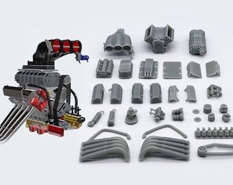 Funny Car Blown Nitro HEMI Engine Kit | Scales 1/24 1/25 1/18 1/16 Motor For Drag Muscle Diecast Model Cars