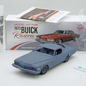 1:25 1973 Buick Riviera Boattail Resin Kit With Windows, Rubber Tires & Decals 1971 1972