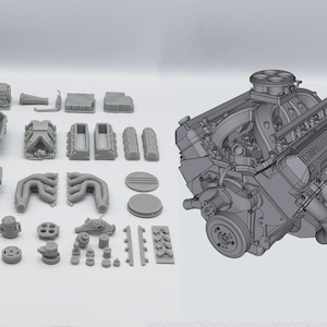 Chevy 632 Crate Engine Kit | Scales 1/64 1/24 1/25 1/18 1/16 1/10 1/8 Motor For Drag Muscle Diecast Model Cars