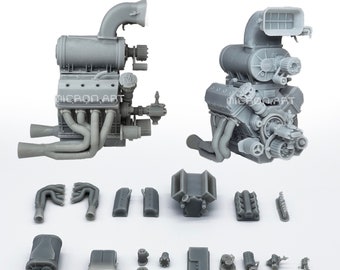 PSI Blown HEMI Outlaw Extreme Engine Kit | Scales 1/24 1/25 1/18 1/16 1/10 Motor For Drag Muscle Diecast Model Cars