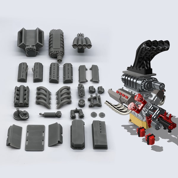 トップフューエル HEMI ビレットスーパーチャージエンジンキット | スケール 1/24 1/25 1/18 1/16 ドラッグマッスルダイキャストモデルカー用モーター