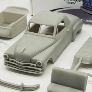 1:25 Plymouth Business Coupe 1949 Model żywiczny z przezroczystymi częściami w zestawie
