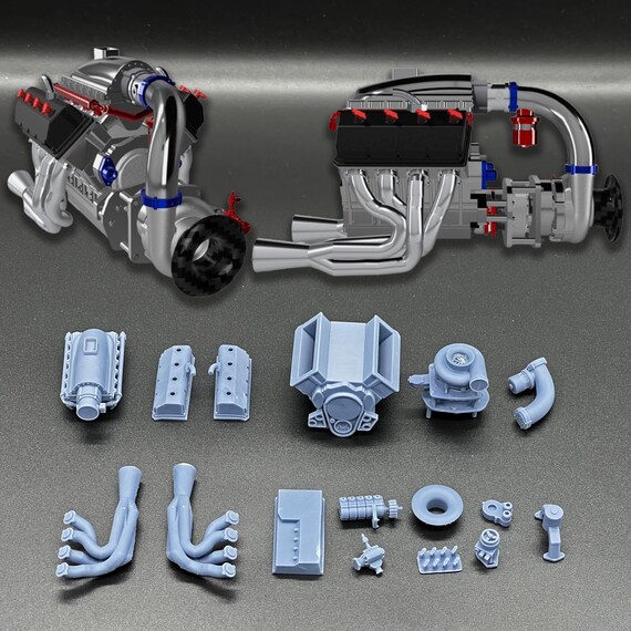 Procharged HEMI Engine Kit | Scales 1/64 1/24 1/25 1/18 1/16 1/10