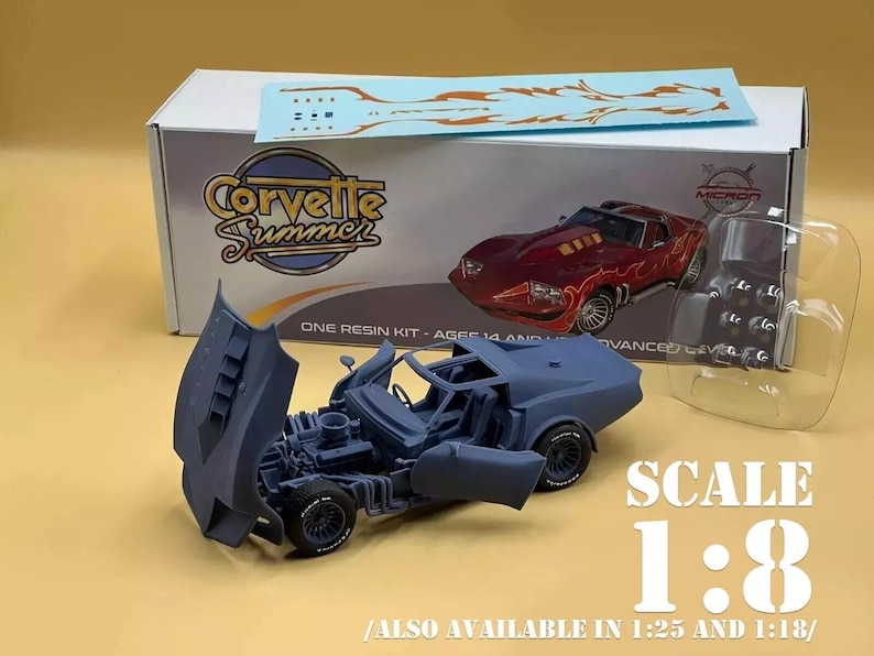 1:8 Large Scale Corvette Summer Complete Resin Model Kit With Engine ...