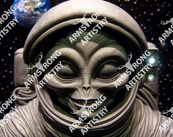 Alien Floating in space (Best for Slate/Wood Coasters/Sublimation)
