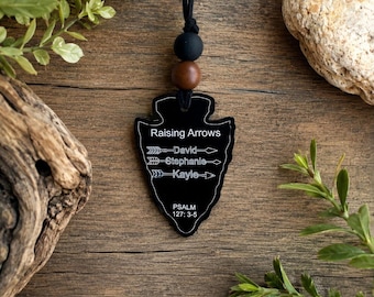 Personalized Raising Arrows Car Charm – 3.5 Inch Eco Wood Ornament
