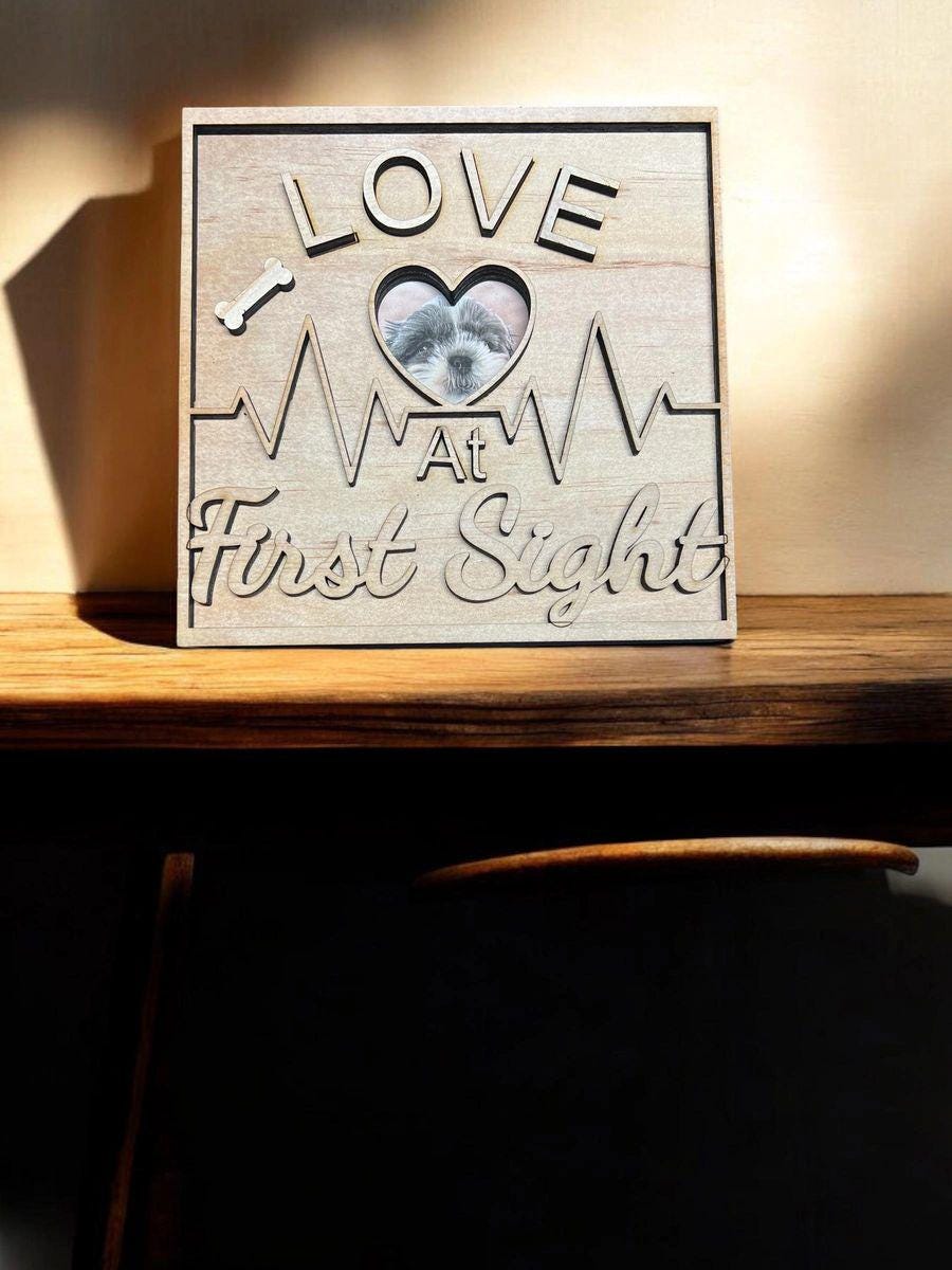 Love at First Sight - Heart-Shaped Pet Frame - Digital Download for Laser Cutting/Engraving