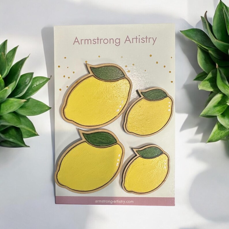 Lemon Magnets Lemon Magnets, Refrigerator Magnets, Homemade, 4 Piece Set - Etsy