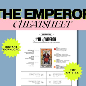 The Emperor Tarot Cheat Sheet - Detailed A4 PDF | Upright & Reversed Meanings, Symbols, Numerology | Instant Download