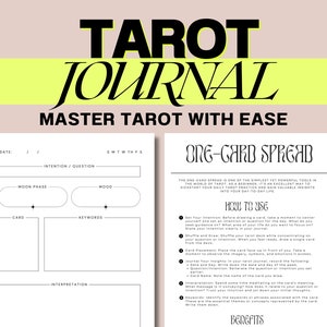 Diário de tarô para iniciantes: revele o misticismo com os imprimíveis fáceis de aprender tarô com uma carta