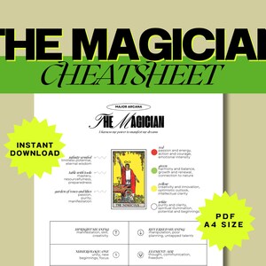 The Magician Tarot Cheat Sheet - Detailed A4 PDF | Upright & Reversed Meanings, Symbols, Numerology | Instant Download