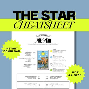 The Star Tarot Cheat Sheet - Detailed A4 PDF | Upright & Reversed Meanings, Symbols, Numerology | Instant Download