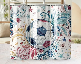 Colorful Soccer Ball 20oz Tumbler Wrap (PNG Digital Download)