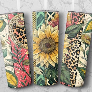 Sunflower Leopard Print 20oz Tumbler Wrap (Digital Download)