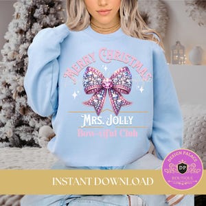 Cheerful Christmas Bow PNG - Pink Coquette Sublimation Design - Instant Download - Girly Christmas Season PNG