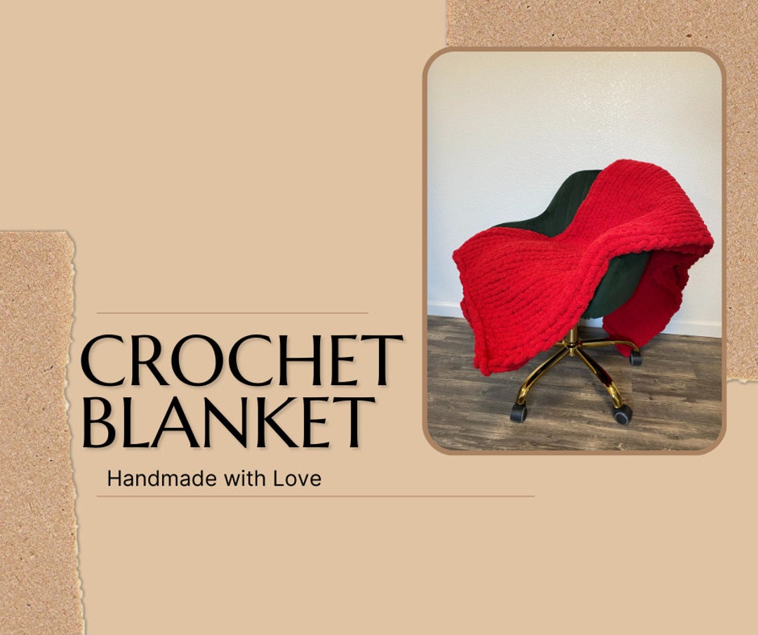 Chunky Hand Crochet Knit Polyester Yarn Throw Blanket Warm and Soft