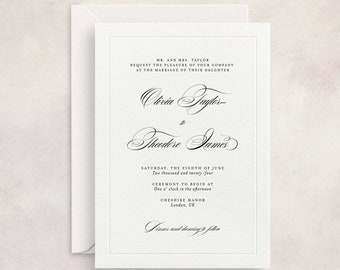 Luxury Letterpress Script Formal Traditional Letterpress Wedding Invitations
