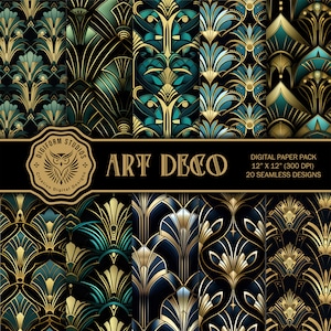 Carta digitale Art Deco 3D, confezione da 20, carta per scrapbooking, motivi senza soluzione di continuità, stampabile, sfondi, artigianato, uso personale e commerciale