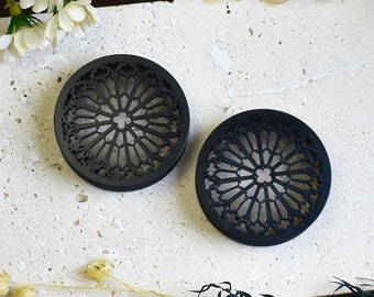 Ear Tunnels 20-100mm with Gothic Cathedral Window, Rosette, Mandala | Thin-wall Ear Tunnels Pair | 3D Print | Ear Plugs | MADE TO ORDER