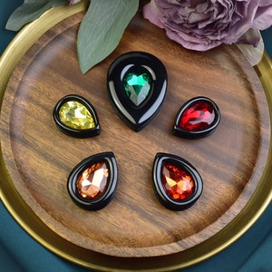 Teardrop Ear Tunnels with Crystals 30-100mm | Pair | Ultra Light 3D Print | Ear Plugs | Gauge Earrings | Gauged Plugs | MADE TO ORDER