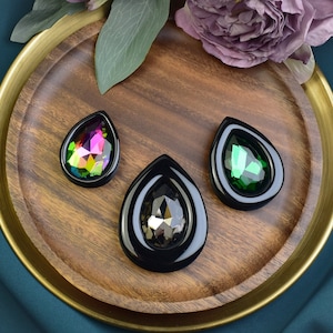 Teardrop Ear Tunnels with Crystals 40-100mm | Pair | Ultra Light 3D Print | Ear Plugs | Gauge Earrings | Gauged Plugs | MADE TO ORDER