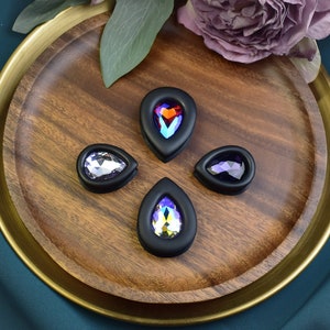 Teardrop Ear Tunnels with Crystals 30-100mm | Pair | Ultra Light 3D Print | Ear Plugs | Gauge Earrings | Gauged Plugs | MADE TO ORDER