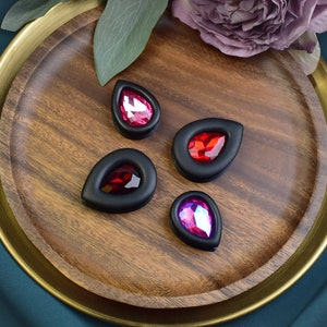 Teardrop Ear Tunnels with Crystals 30-100mm | Pair | Ultra Light 3D Print | Ear Plugs | Gauge Earrings | Gauged Plugs | MADE TO ORDER