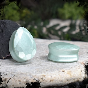 Resin Faceted Teardrop Ear Tunnels 10-25mm | Pair | Ear Plugs | Gauge Earrings | Gauged Plugs | Ear Expander | Ear Stretching Body Jewelry
