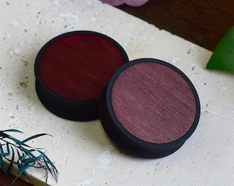 Ear Tunnels 10-100mm with Wood Inlay | Dark Cherry Color | Natural, Organic Style | Ear Gauges | Ear Plugs | 3D Print | MADE TO ORDER