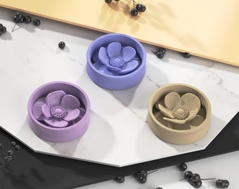 Ear Tunnels 20-150mm with Poppy Flower | Floral Plugs | Thin-wall Ear Tunnels Pair | 3D Print | Ear Plugs | MADE TO ORDER | 14 Colors