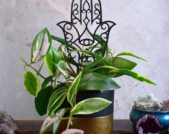 Hamsa Hand Gothic Plant Trellis, 3D Printed Trellis, Garden Decor, Plant Support, Goth Decor, Houseplant trellis, Plant Lover Gift