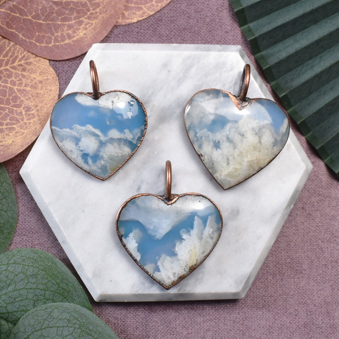 Copper Pendant With Doublet Agate Unique Handmade Jewelry Etsy