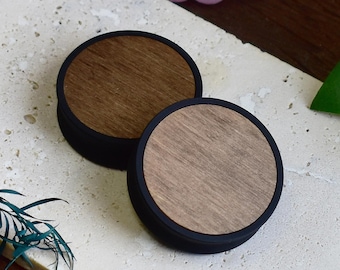 Ear Tunnels 10-100mm with Wood Inlay | Walnut Color | Natural, Organic Style | Ear Gauges | Ear Plugs | 3D Print | MADE TO ORDER