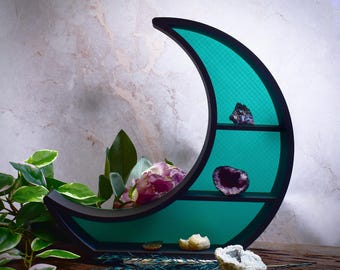 Estantería de Luna Creciente de 3 Niveles | Organizador de Cristales | Decoración de Bruja | Estante para Altar Pagano | Regalo Espiritual