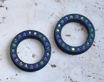 Par Túneles de oreja 20-150mm con gemas de vidrio | Impresión 3D ultra ligera | Plugs para las orejas | HECHO A PEDIDO