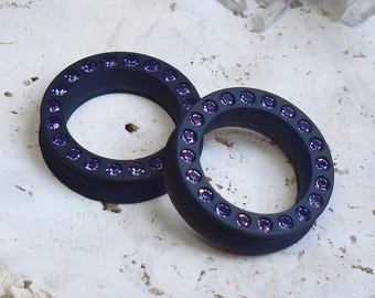 Par Túneles de oreja 20-150mm con gemas de vidrio | Impresión 3D ultra ligera | Plugs para las orejas | HECHO A PEDIDO