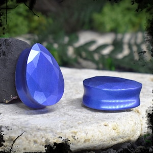 Resin Faceted Teardrop Ear Tunnels 10-25mm | Pair | Ear Plugs | Gauge Earrings | Gauged Plugs | Ear Expander | Ear Stretching Body Jewelry