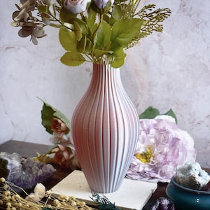 Elegant Ribbed Belly Vase, Modern Vase, Home Decor Accent, Gift for Her, Living Room Decor, Minimalist Vase