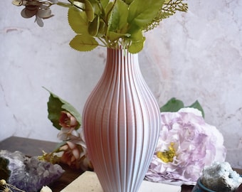 Elegant Ribbed Belly Vase, Modern Vase, Home Decor Accent, Gift for Her, Living Room Decor, Minimalist Vase