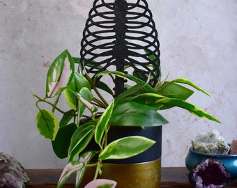 Ribcage Gothic Plant Trellis, 3D Printed Trellis, Garden Decor, Plant Support, Goth Decor, Houseplant trellis, Plant Lover Gift
