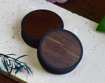 Ear Tunnels 10-100mm with Wood Inlay | Dark Walnut Color | Natural, Organic Style | Ear Gauges | Ear Plugs | 3D Print | MADE TO ORDER