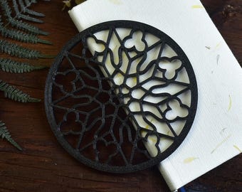 Unique 3D Printed Gothic Window Coasters - Gothic Rosette Cathedral Coasters, Perfect Goth Home Decor Gift